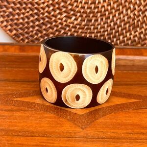 Callandra Wide Wood Bangle Bracelet Brown Artisan Made In India